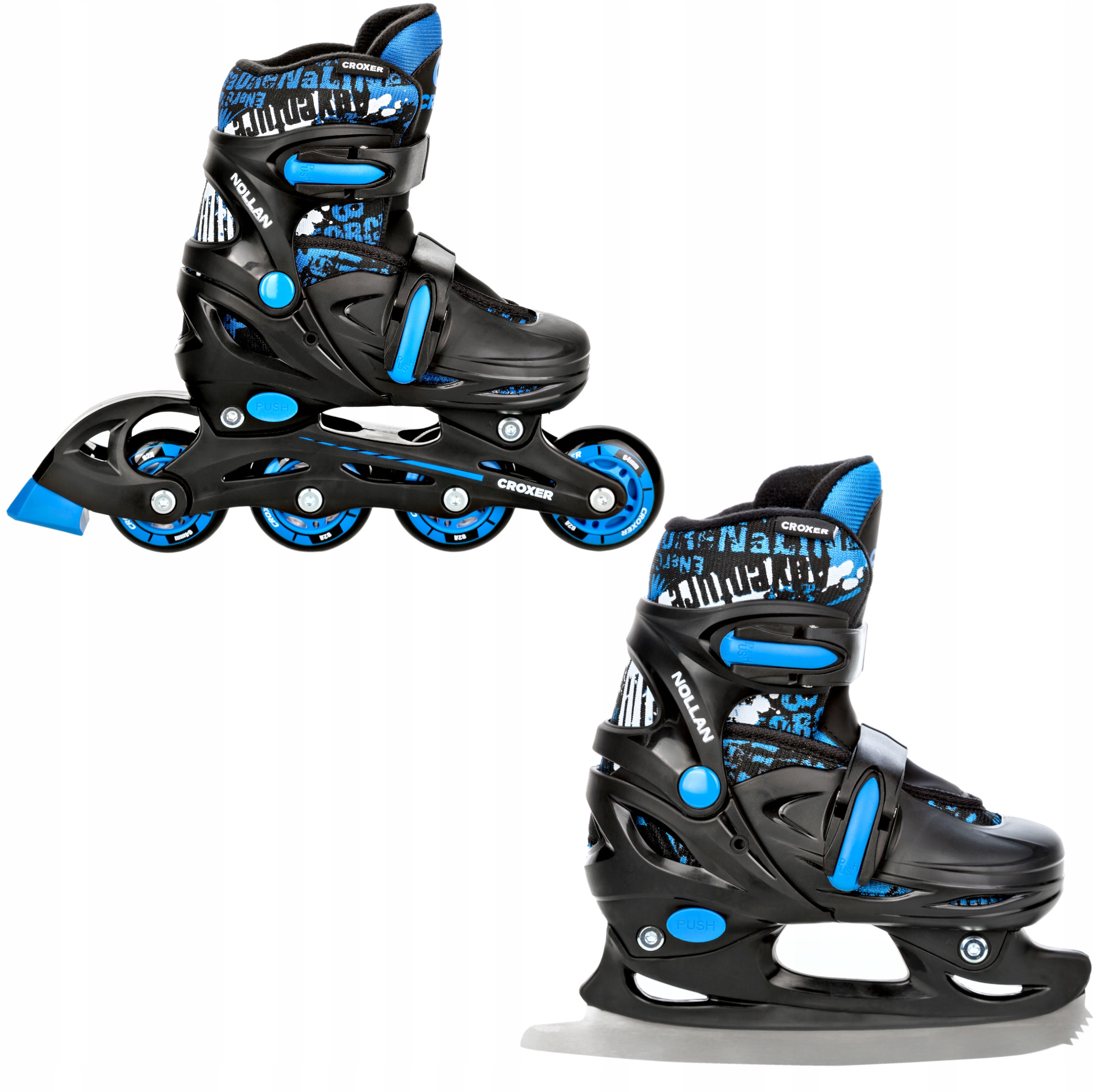 Rolki Łyżwy Regulowane 2w1 Croxer Nollan 26-29 Kółko Led