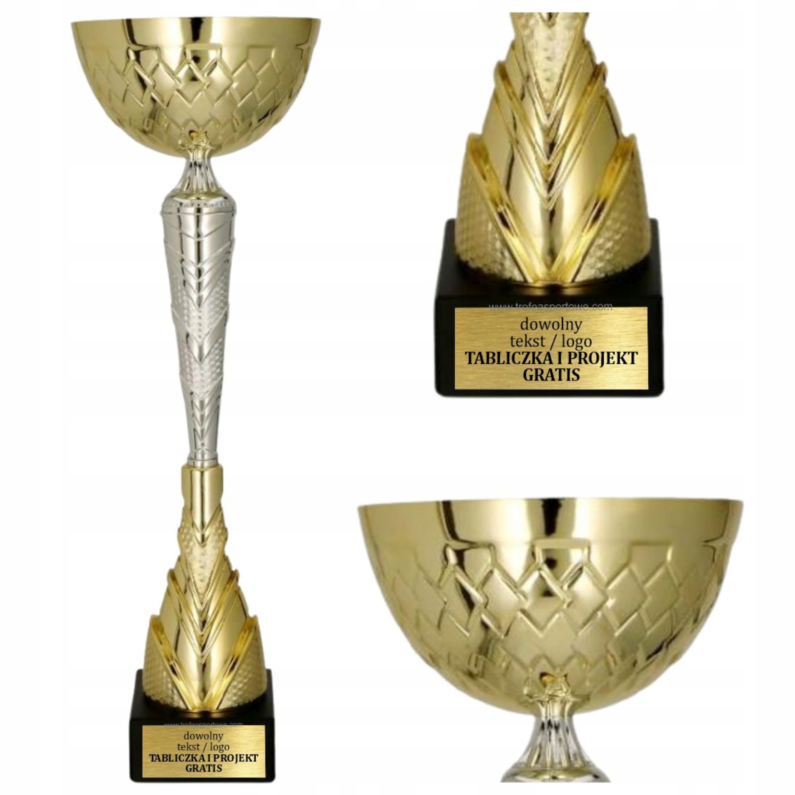 Mocný zlato-stříbrný pohár 48 cm – personalizace Textu Bonus