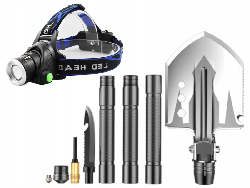 Skládací Saperka Multitool Lopata 12v1 Svítilna