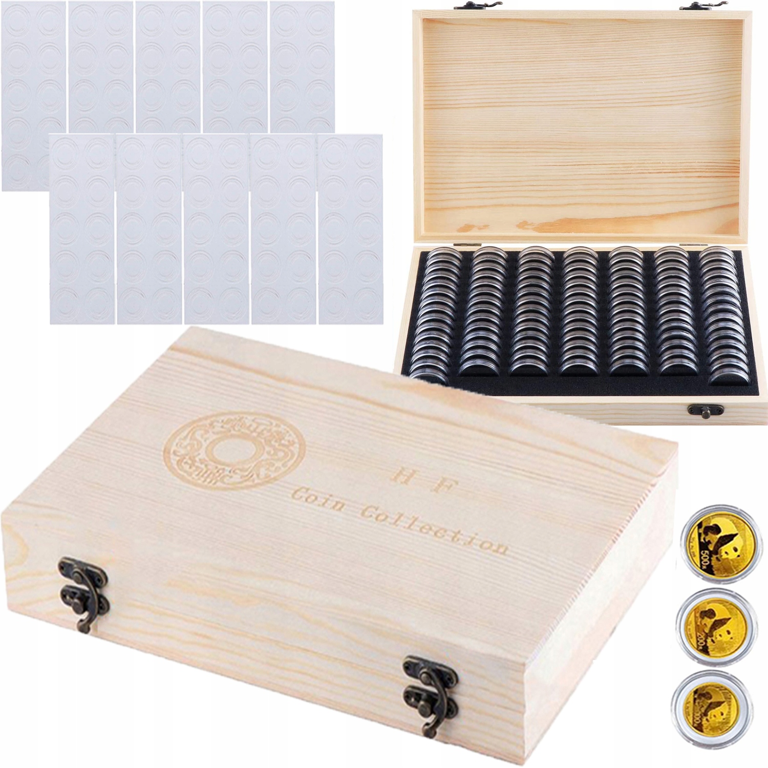 Organizér Krabička Na Mince Kapsle Dřevěná 18 20 23 25 27 30MM 100 Ks