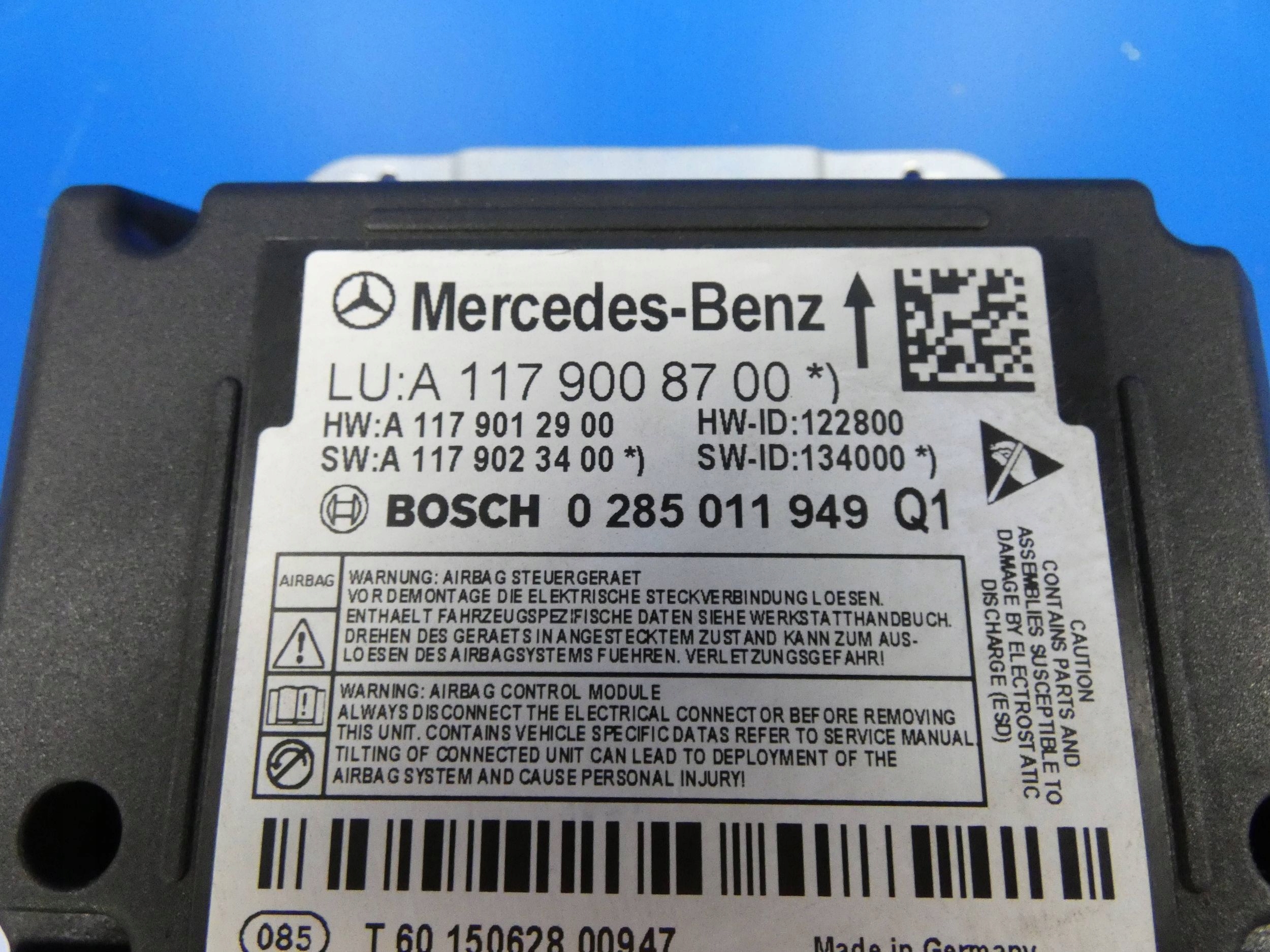 MERCEDES GLA W156 W117 SENSOR modulo Centralina airbag AIR BAG