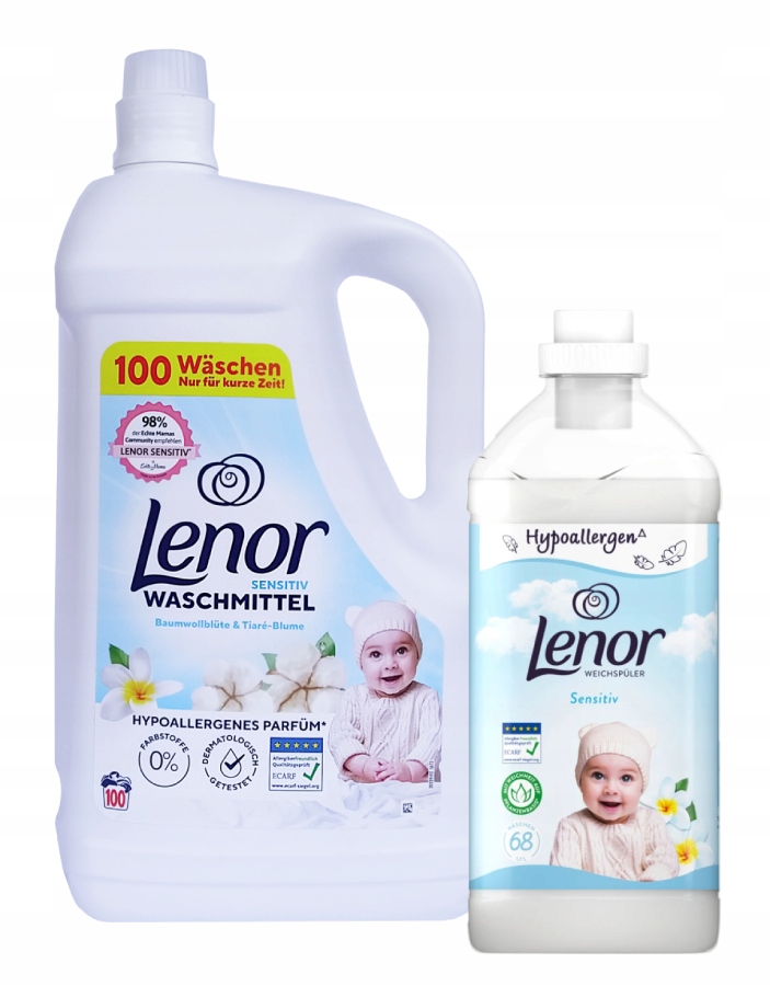 Levně Lenor Sensitiv gel na praní 5l 100 praní tekutá aviváž 1,7l 68 praní