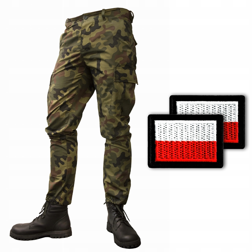 Spodnie Bojówki Taktyczne Wojskowe Bdu Specforce Woodland XL Flagi Polski
