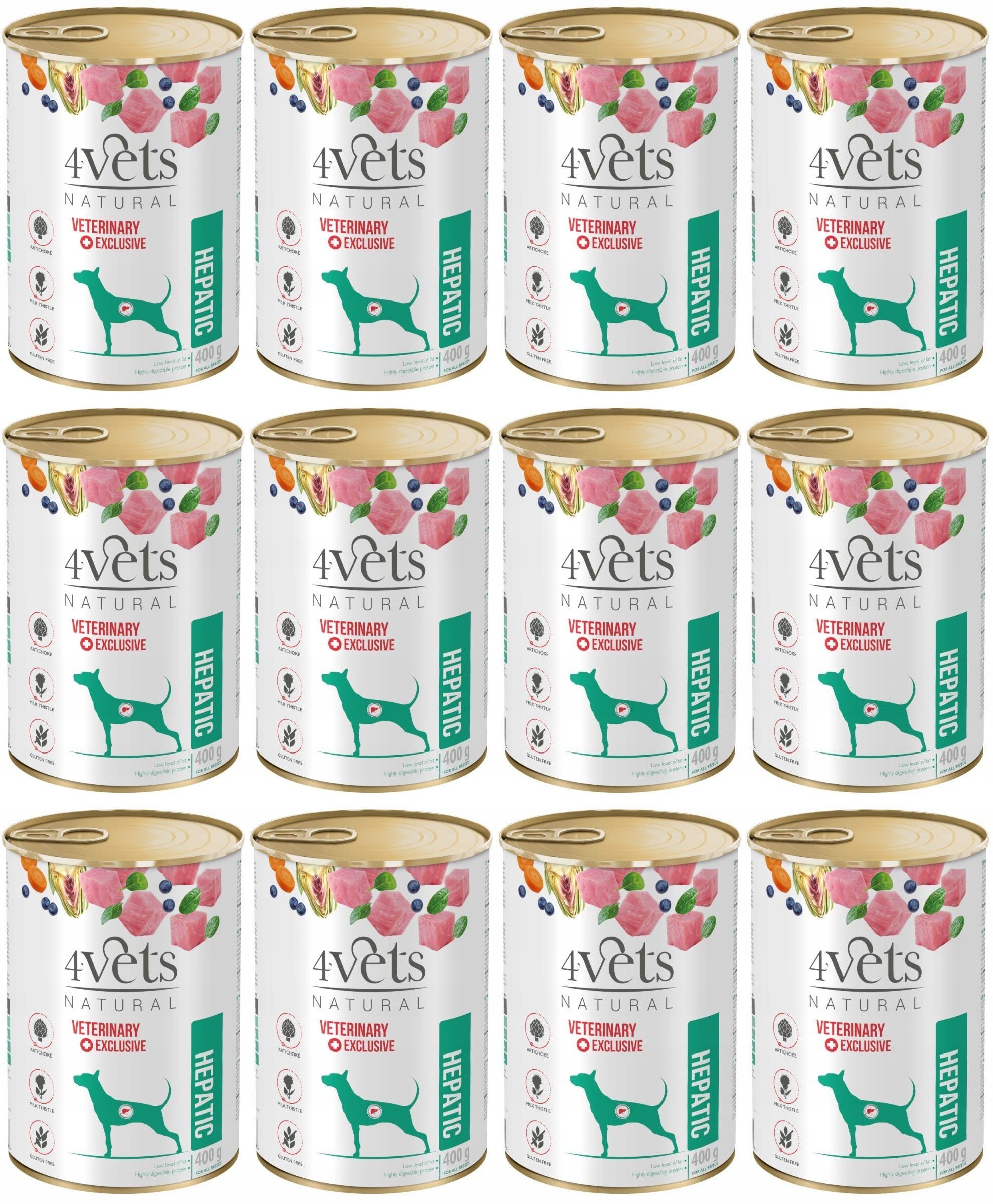4Vets Natural Dog Hepatic 12 puszek 400 g