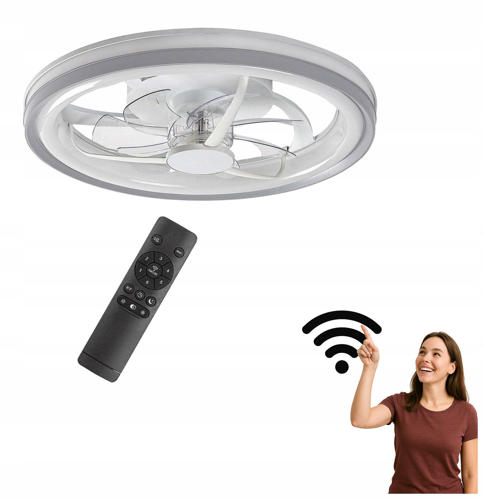 Stropná lampa s ventilátorom 40W WiFi Led ventilátor s diaľkovým ovládaním Fanr