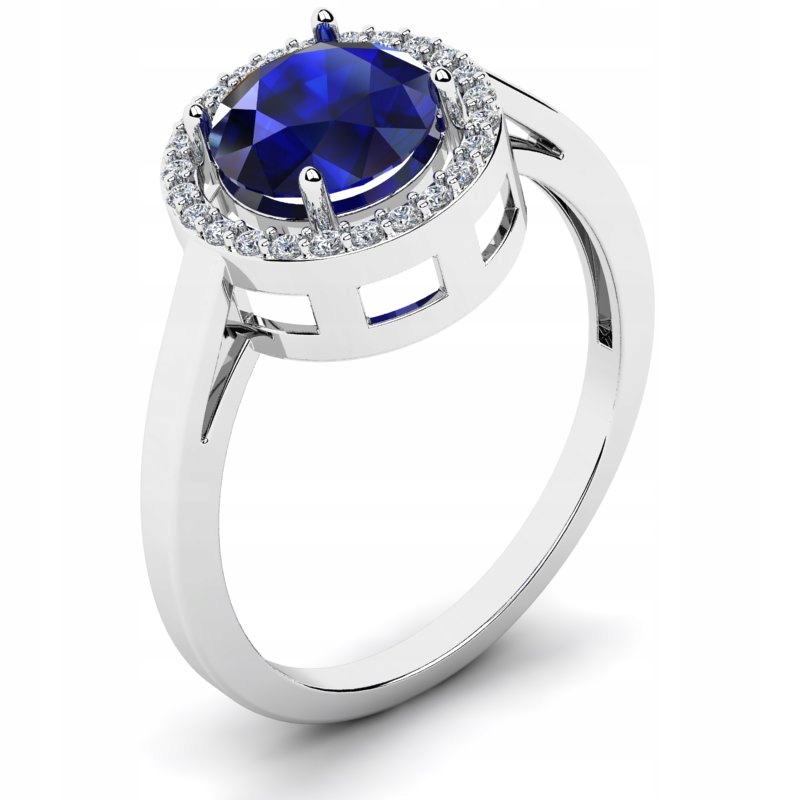 

Pierścionek Z Białego Złota Z Szafirową Cyrkonią