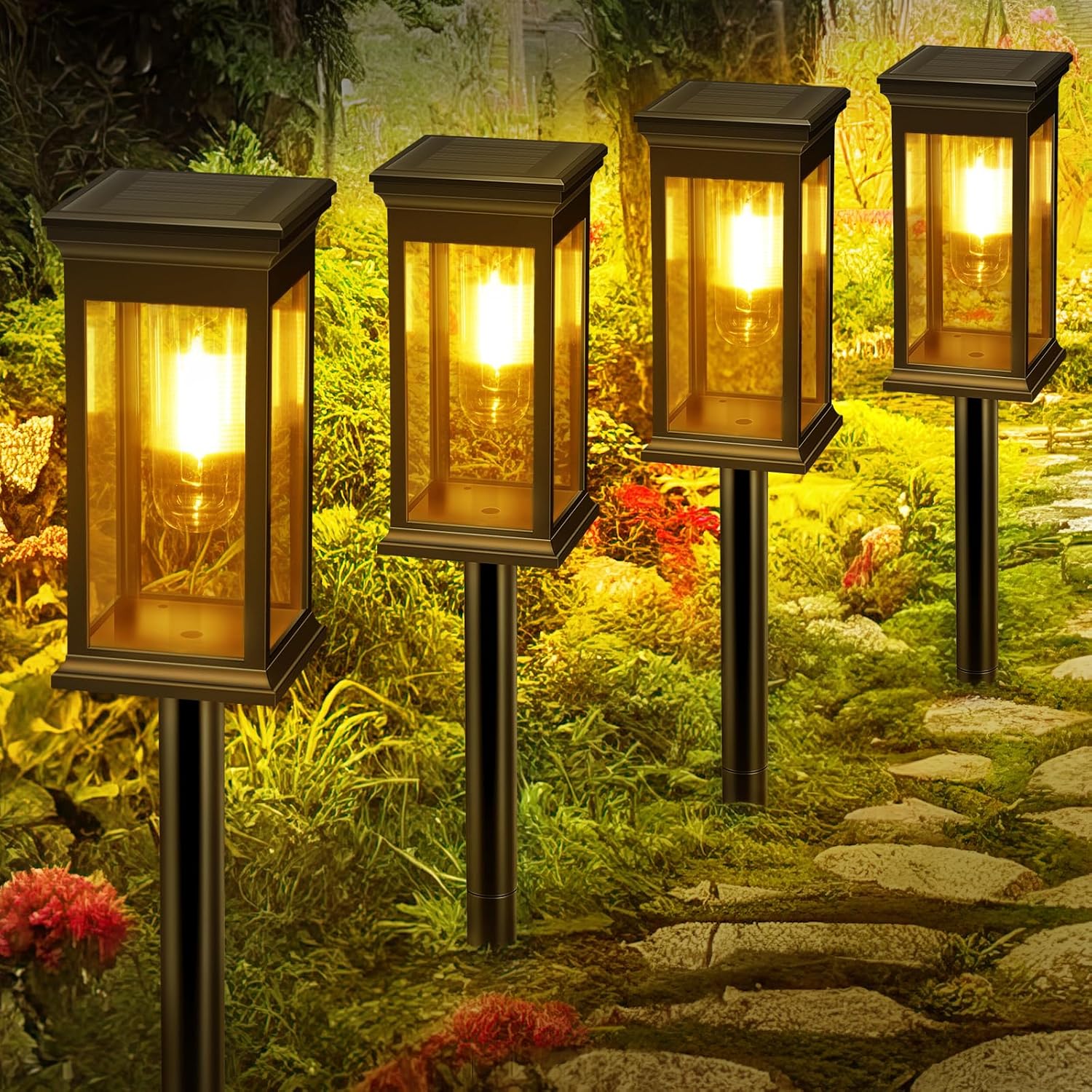 4X Lampa Solarna Lampki Do Ogrodu Ogrodowe Wbijane Ozdobne