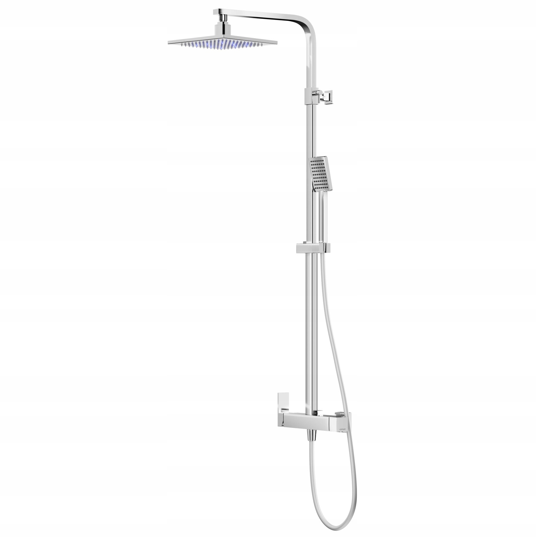 Zestaw prysznicowy Kolumna natryskowa Corsan Ango Deszczownica Led Chrom