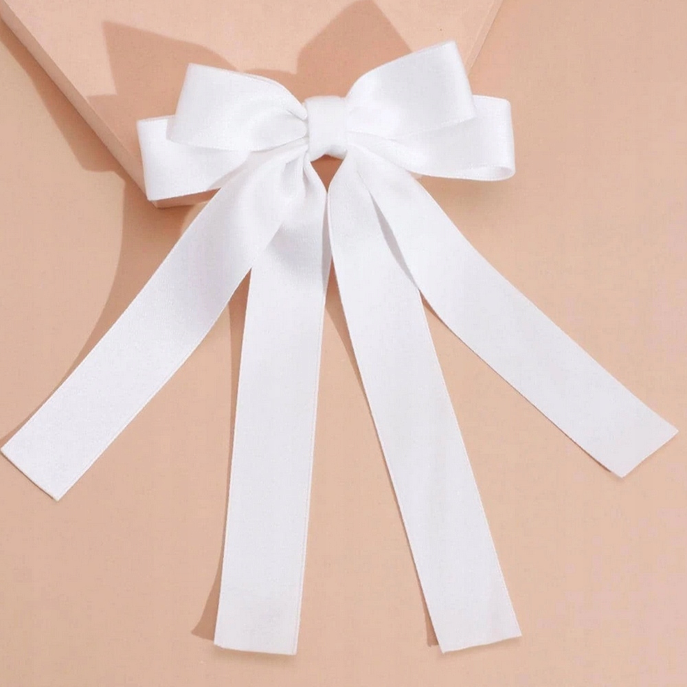 SPINKA DO WŁOSÓW KOKARDA WSTĄŻKA DŁUGA KOKARDKA OZDOBA ŚLUB KOMUNIA BIAŁA Model P339 BIAŁY