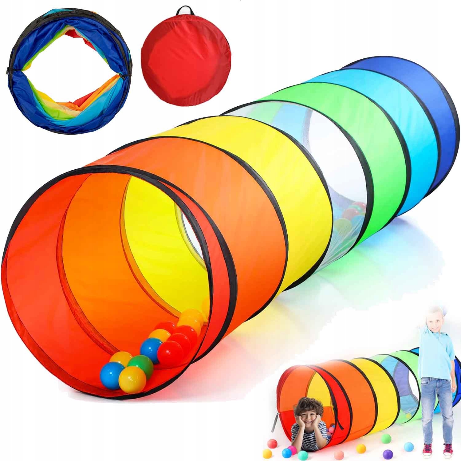 Tunel animacyjny Tęczowy dla dzieci 175cm sensoryczny gry zabawy 46cm