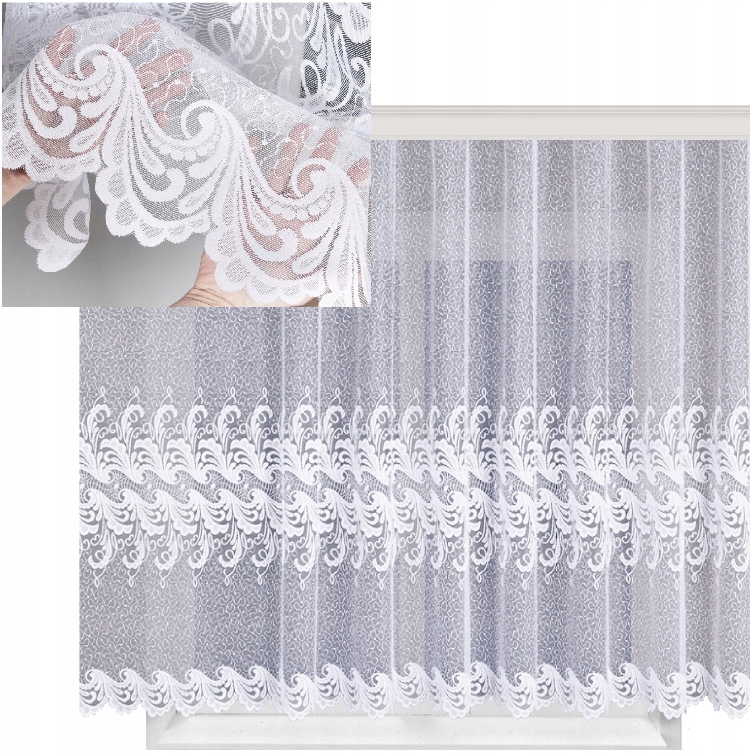 Hotová Záclona Bílá Žakárová Na Pásku Bez Žehlení 800x150 do Pokoje