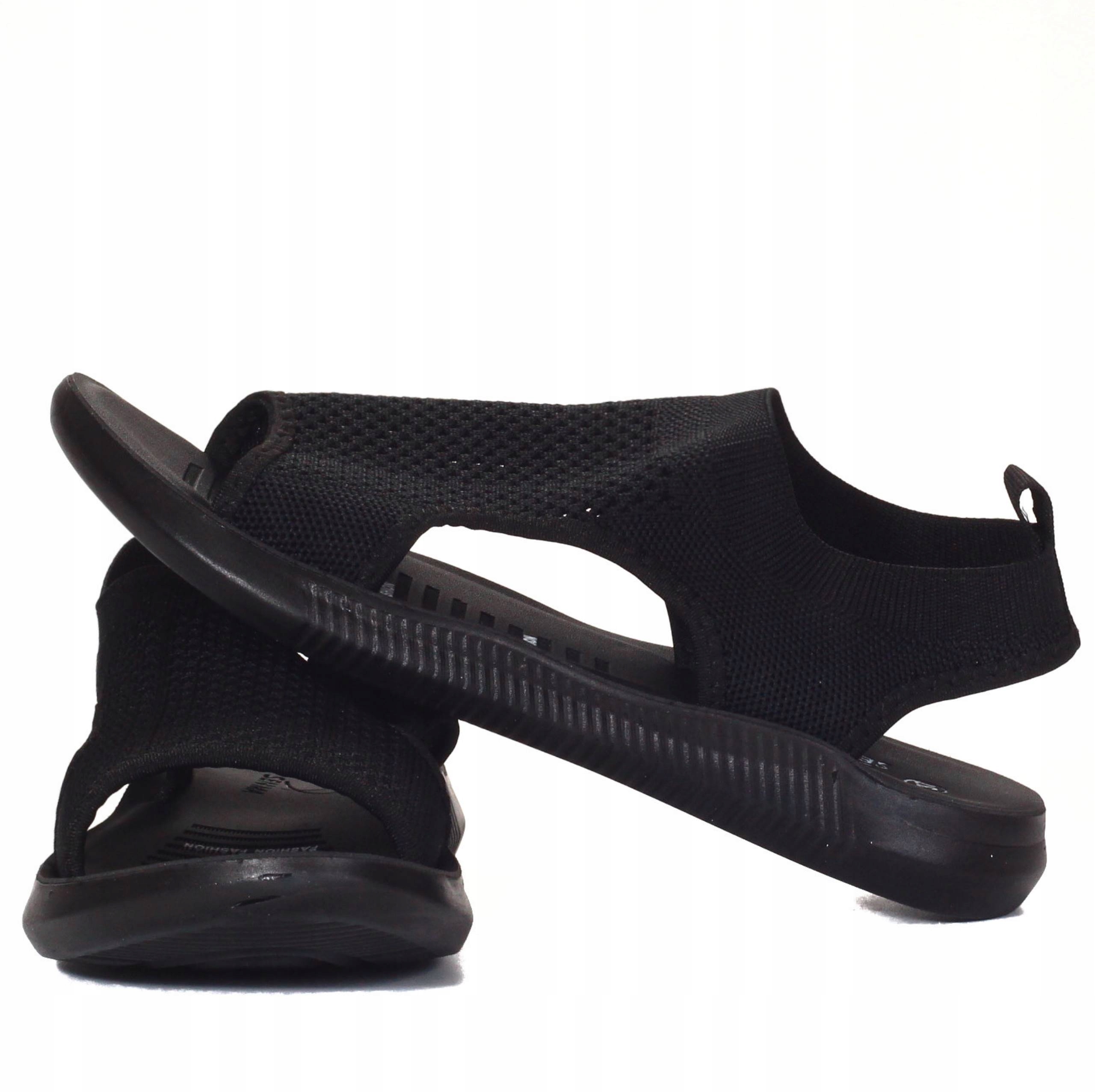 CZARNE SPORTOWE SANDAŁY DAMSKIE GRUBY SPÓD SIATKA Rodzaj obcasa inny