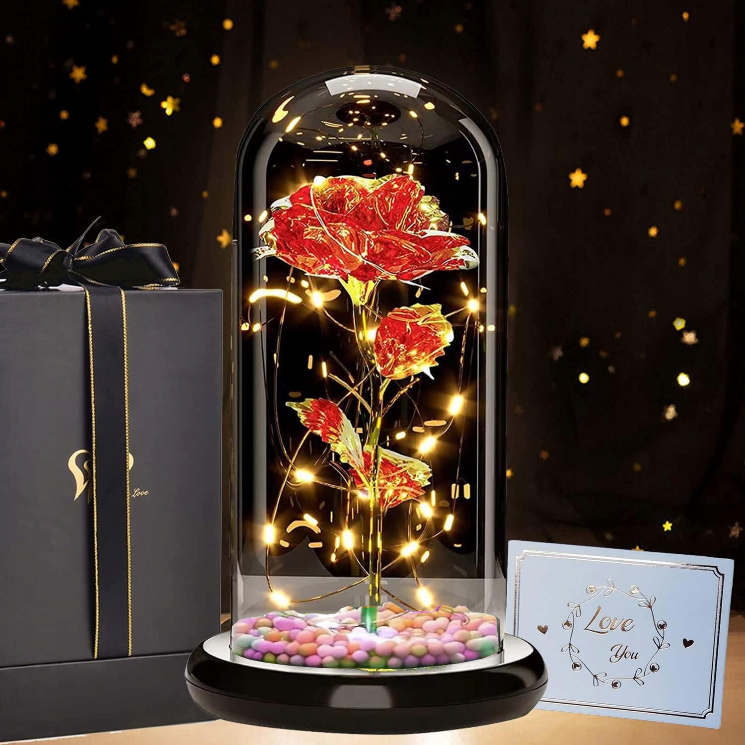 ETERNAL ROSE IN GLASS GLOWING LED GIFT IDEA - VALENTINE'S DAY COLORS Product weight with unit packaging 0.011 kg