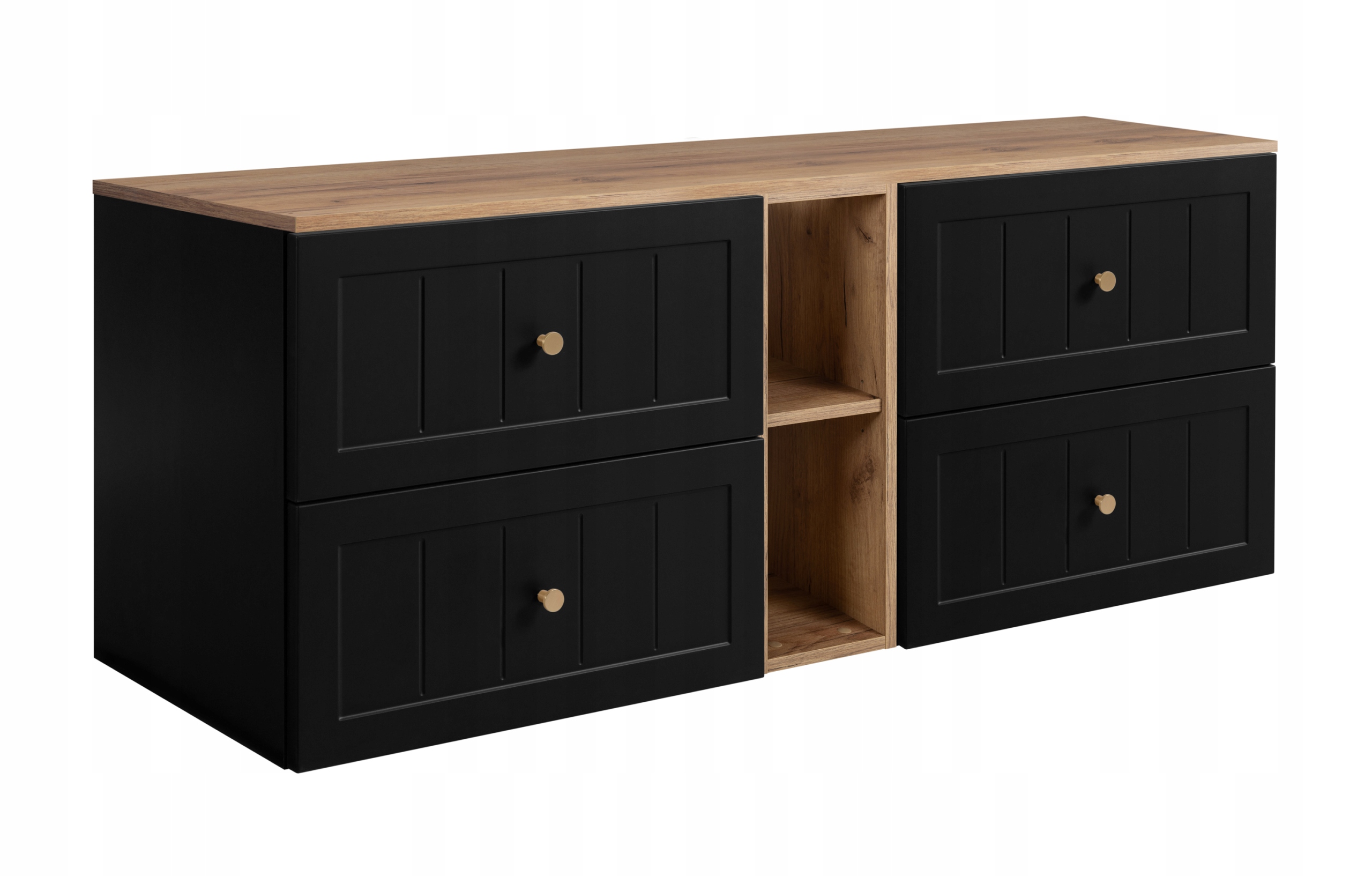 Koupelnová skříňka Pod Umyvadlo 140 černá dub Frézovaná čela Mdf knoflíky