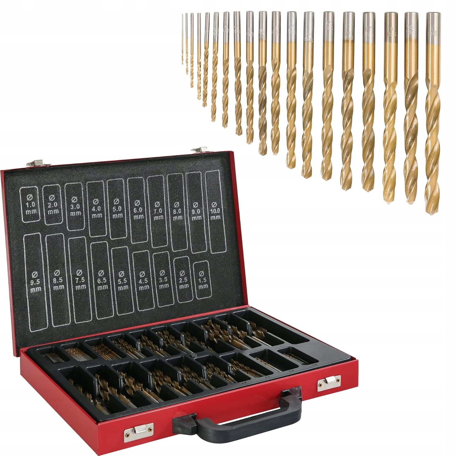 Sada Titanových Vrtáků Do Kovu Vrtáky Hss 1-10MM 170ks