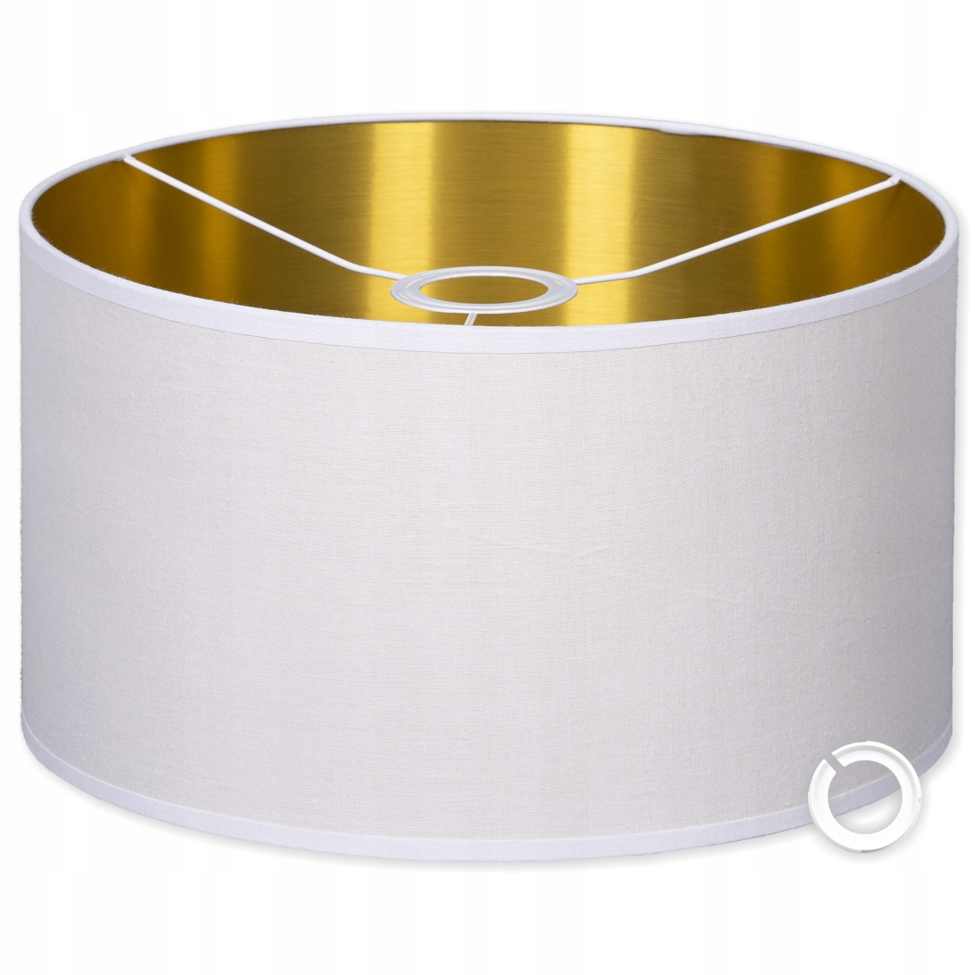 Klasyczny Abażur Walec klosz Biały Złoty 30 /20 cm
