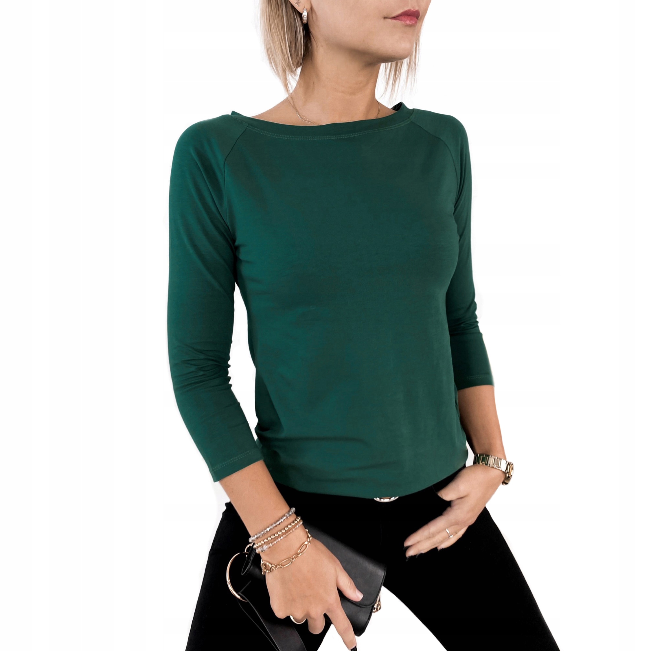 

Klasyczna Bluzka Damska Basic zielona Uniwersalna