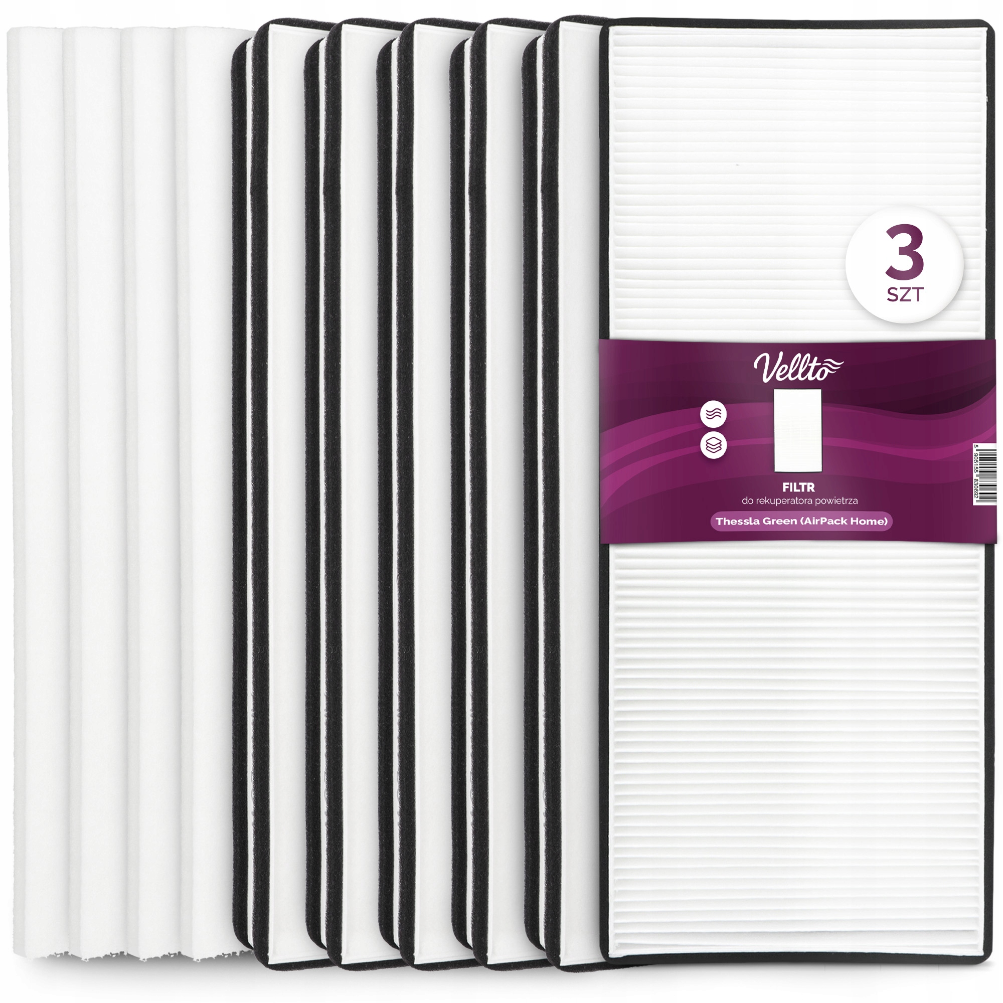 3x Filter do rekuperátora Thessla Green Airpack Home 300 400 500 H V M5 Sc-v