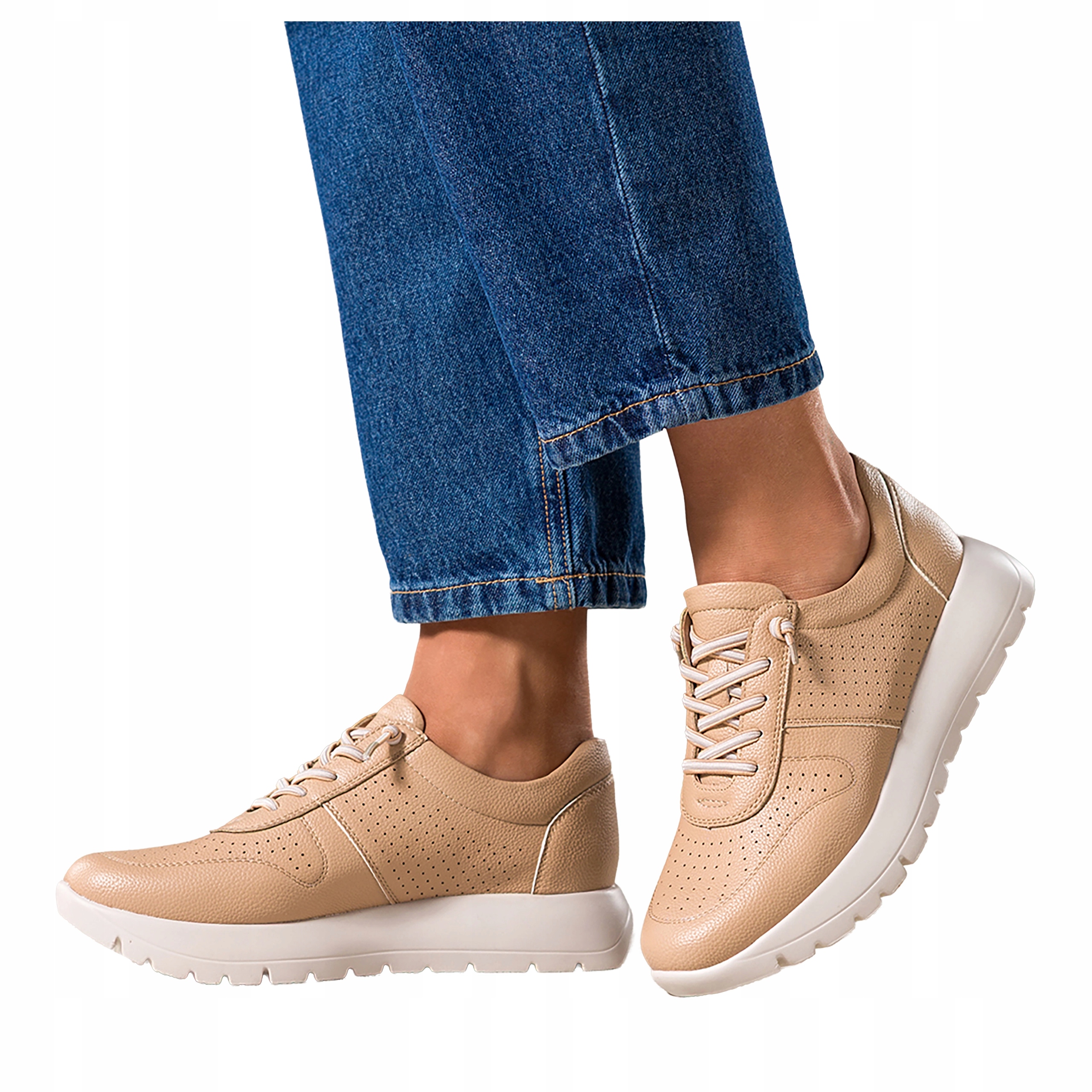 Camelové tenisky Dámské Sportovní Na platformě Šněrovací Pohodlné r 36