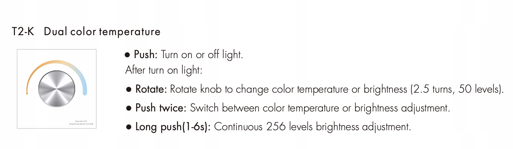 T2-K(B) Panel RF LED CCT obrotowy 1-Strefowy 12-24VDC PWM Out GW5 Kod producenta 538