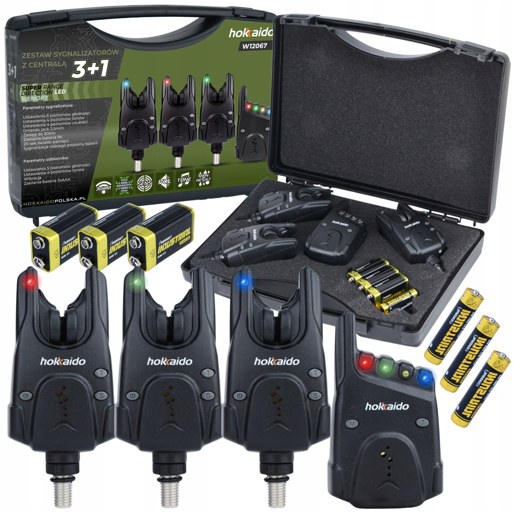 Zestaw Sygnalizatorów Wędkarskich Hokkaido Z Centralką 3+1 +baterie Walizka