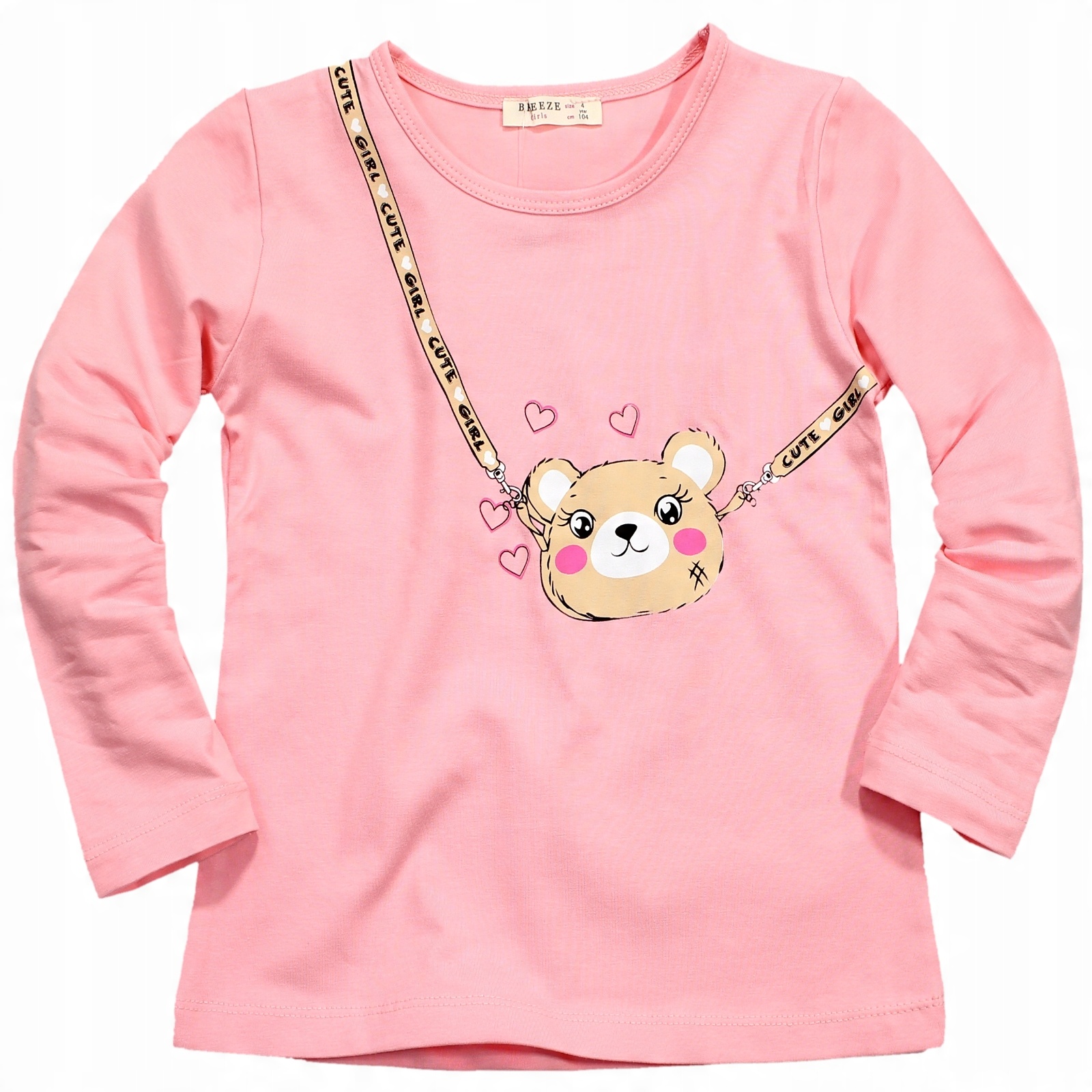 

Bluzka Nadruk Miś Torebka Longsleeve Rękaw 98