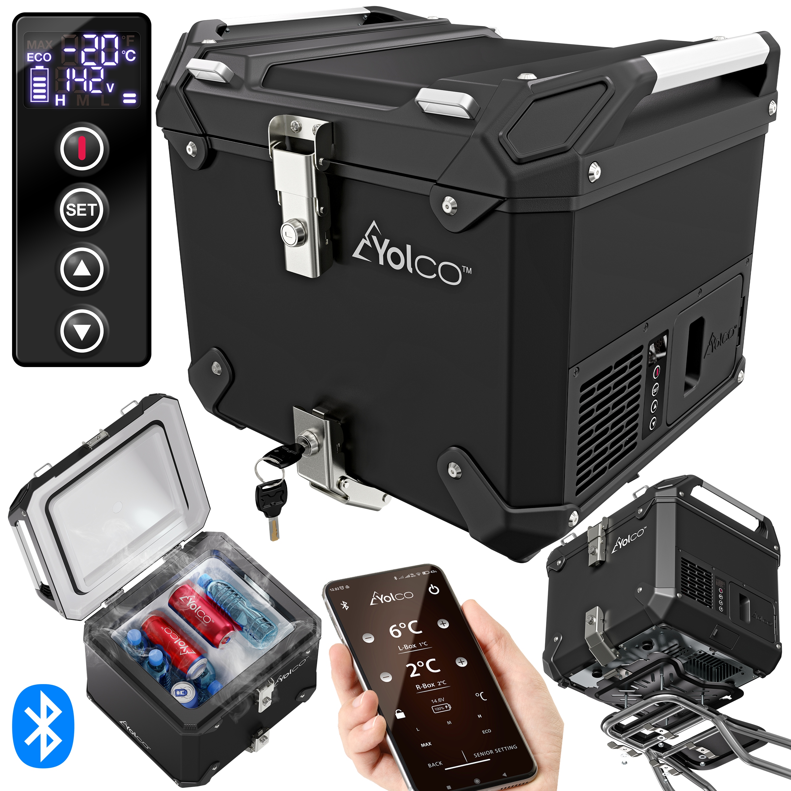 Lodówka Motocyklowa Kompresorowa Na Motor Topcase Yolco MCX17 Black 17l