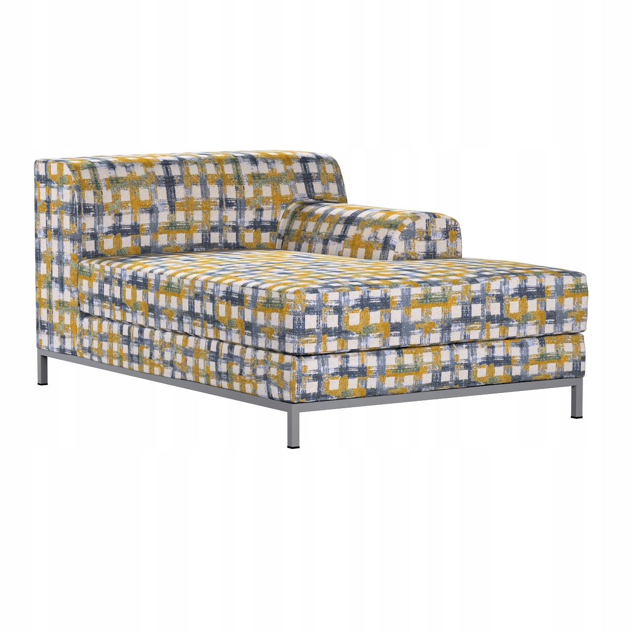 Potah na podnožku Kramfors Ikea modro-žlutá mřížka