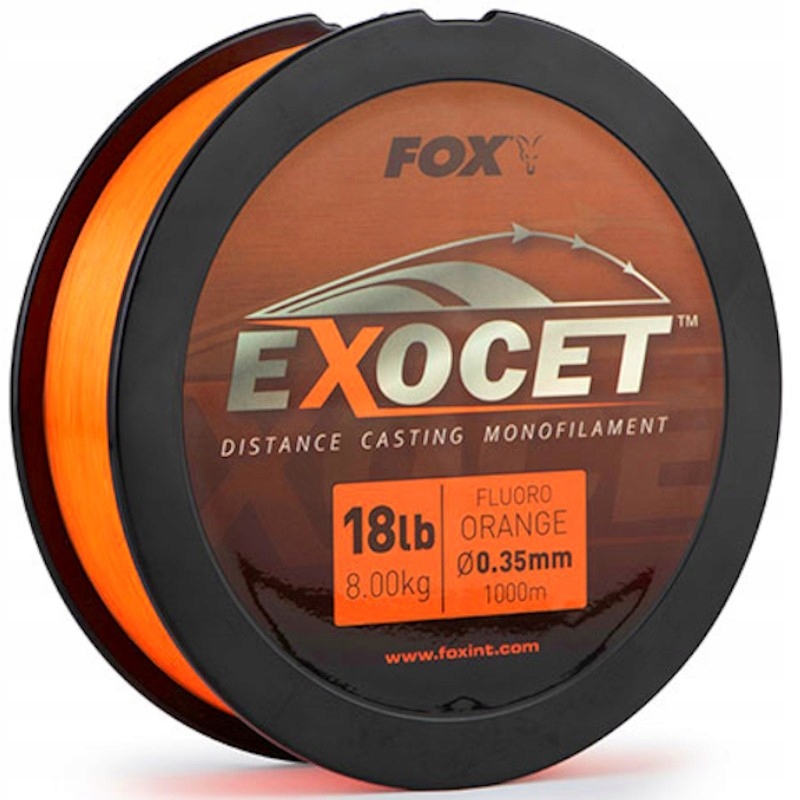 Żyłka Karpiowa Fox Exocet Fluoro Orange Mono 0.35mm 18lb 8.0kg 1000m Mocna