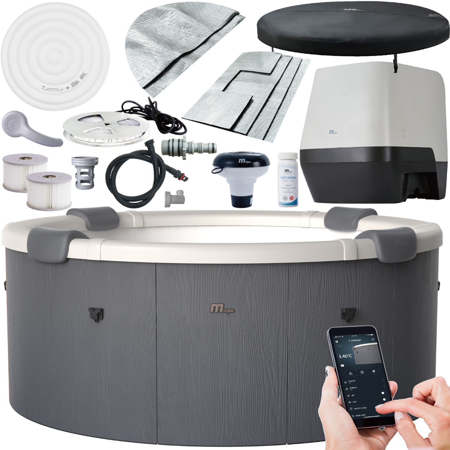 Duże Spa Panelowe Denver 6 os. Hydromasaż Bicze Led Wifi MSpa 970l