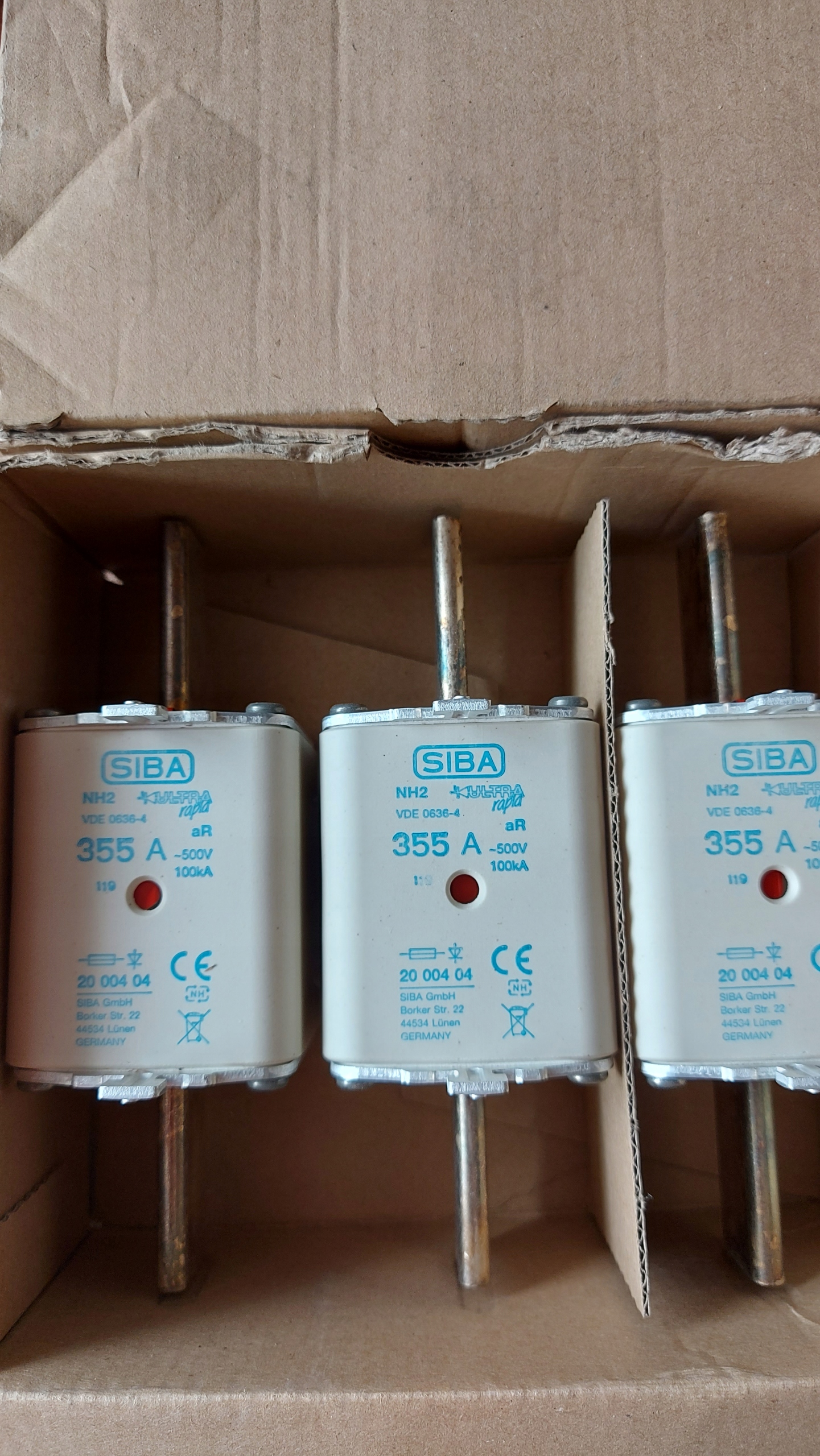 Pojistková vložka NH2 355A aR Kombi 500V 2000404.355 Siba