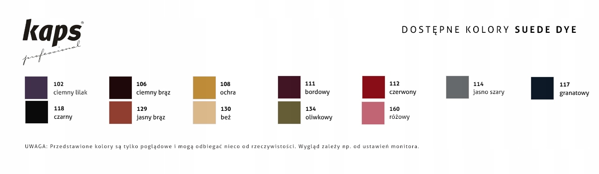 Specjalistyczny Barwnik do zamszu i nubuku Kolor dominujący inny kolor