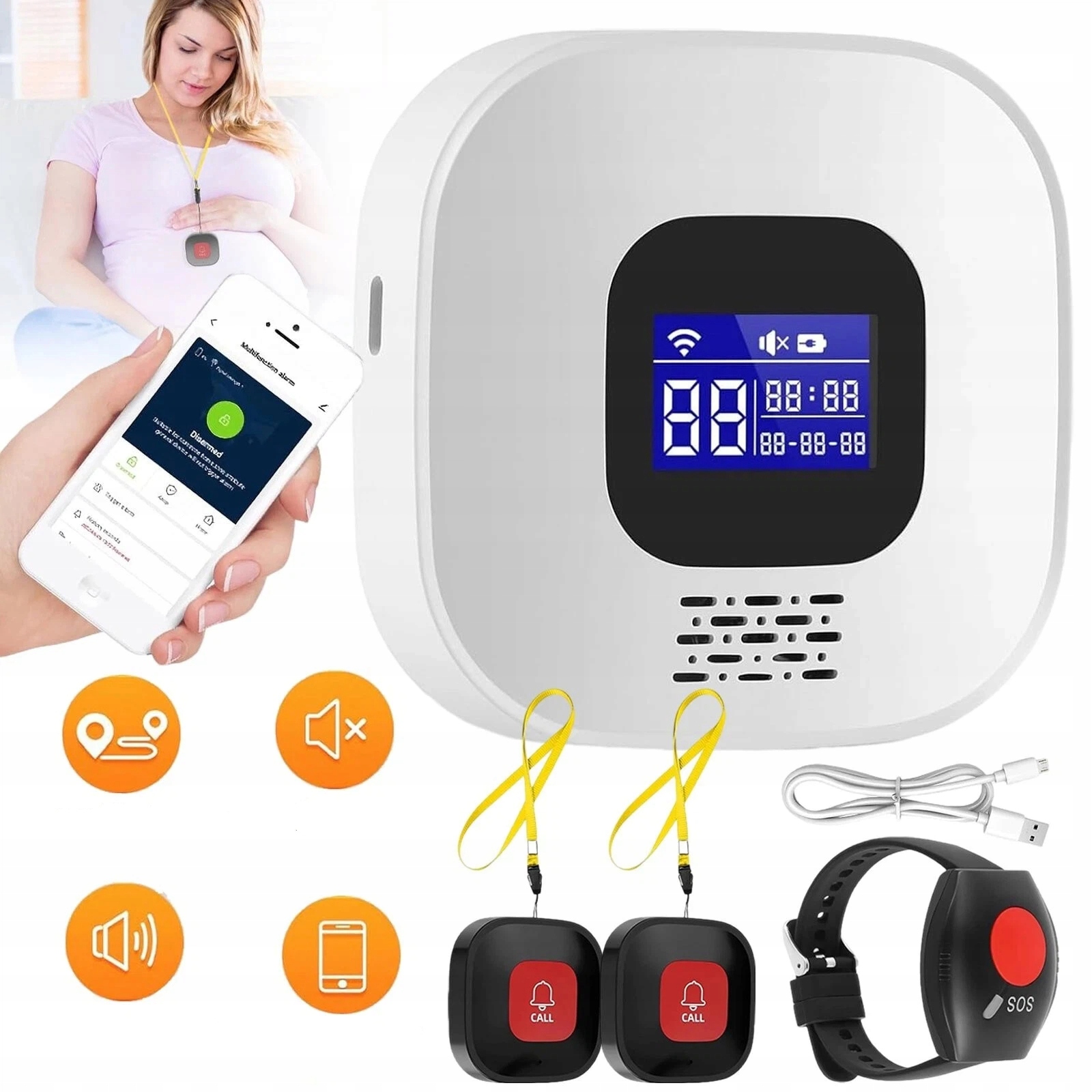 Alarm Pro Seniory Starší Nemocné, Tlačítko Pro Přivolání Pomoci, Náramek