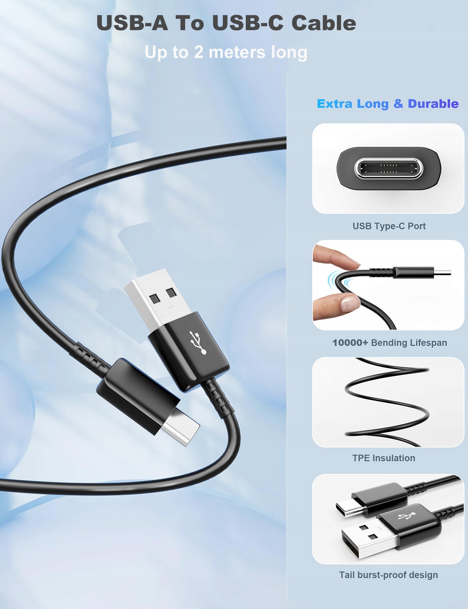 KAYSHOW USB-C Fast Charger 2m for Samsung Huawei Xperia Redmi — miniatura 5
