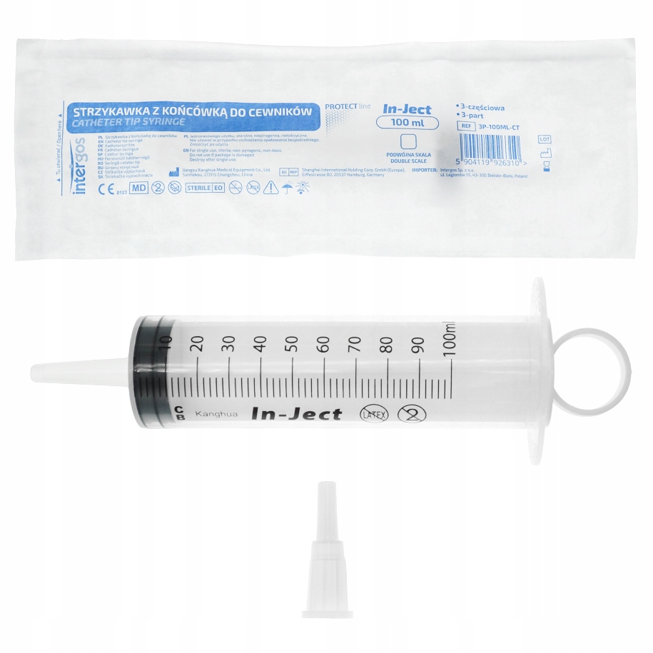 In-Ject Strzykawka do cewnikowania 100ml sterylna + 2 końcówki INTERGOS