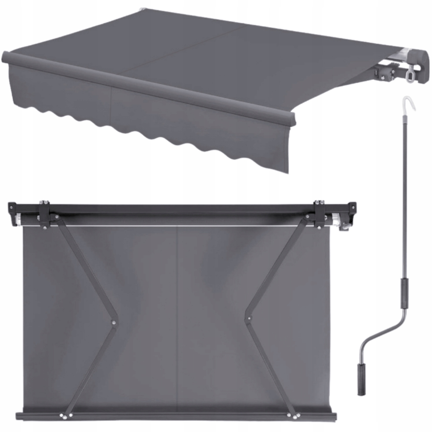 Markiza tarasowa szara 400x250cm pergola na ścianę żagiel przyścienna