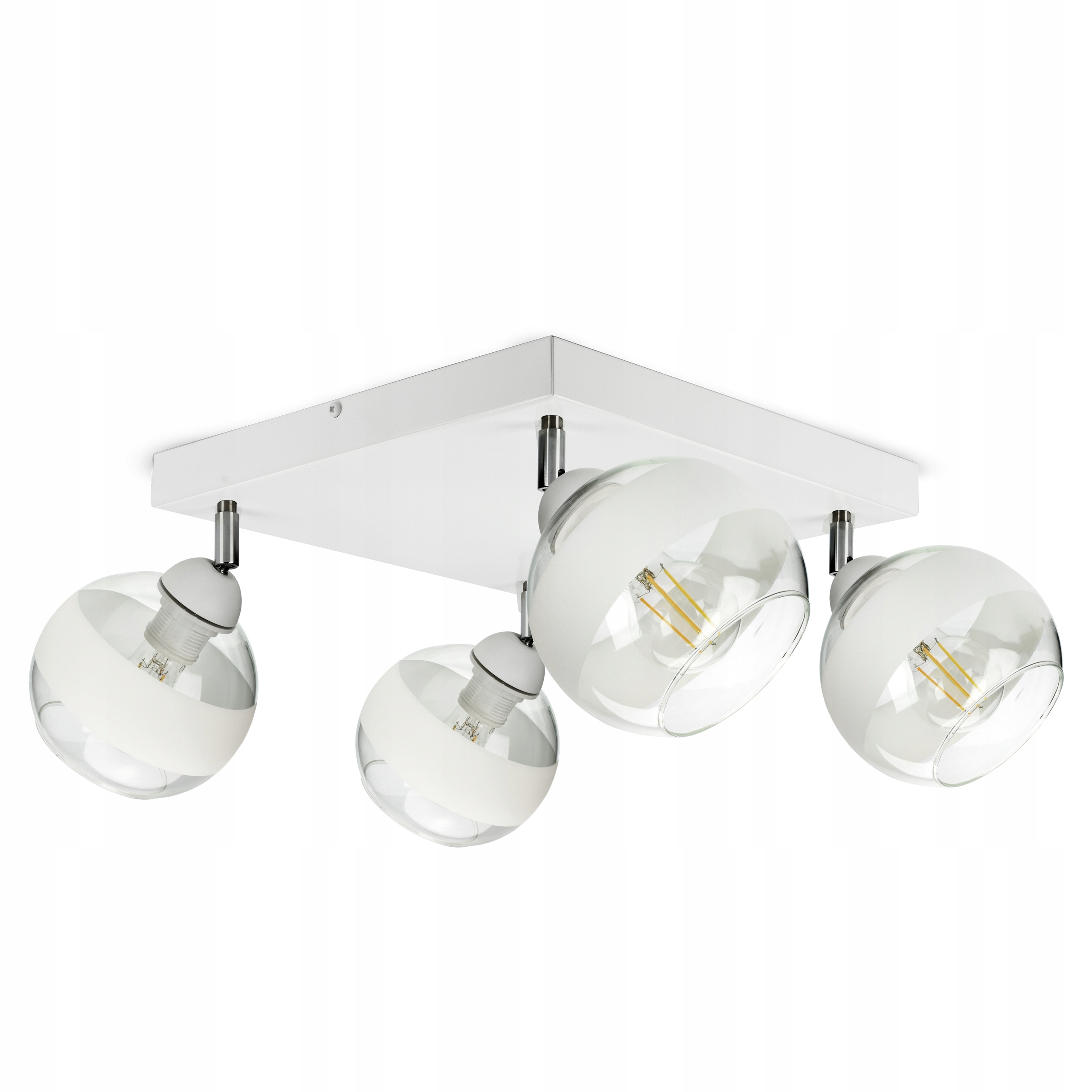 Závěsná stropní lampa Lustr Bílá Skleněné Koule Bílý Pás AG4 Led E27