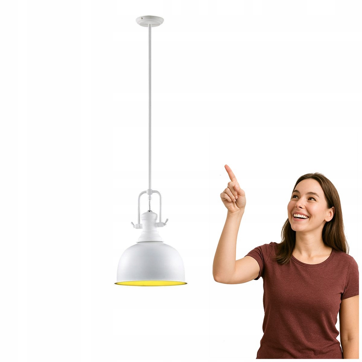 Industriální závěsná lampa Laredo, bílo-žlutá, Italux