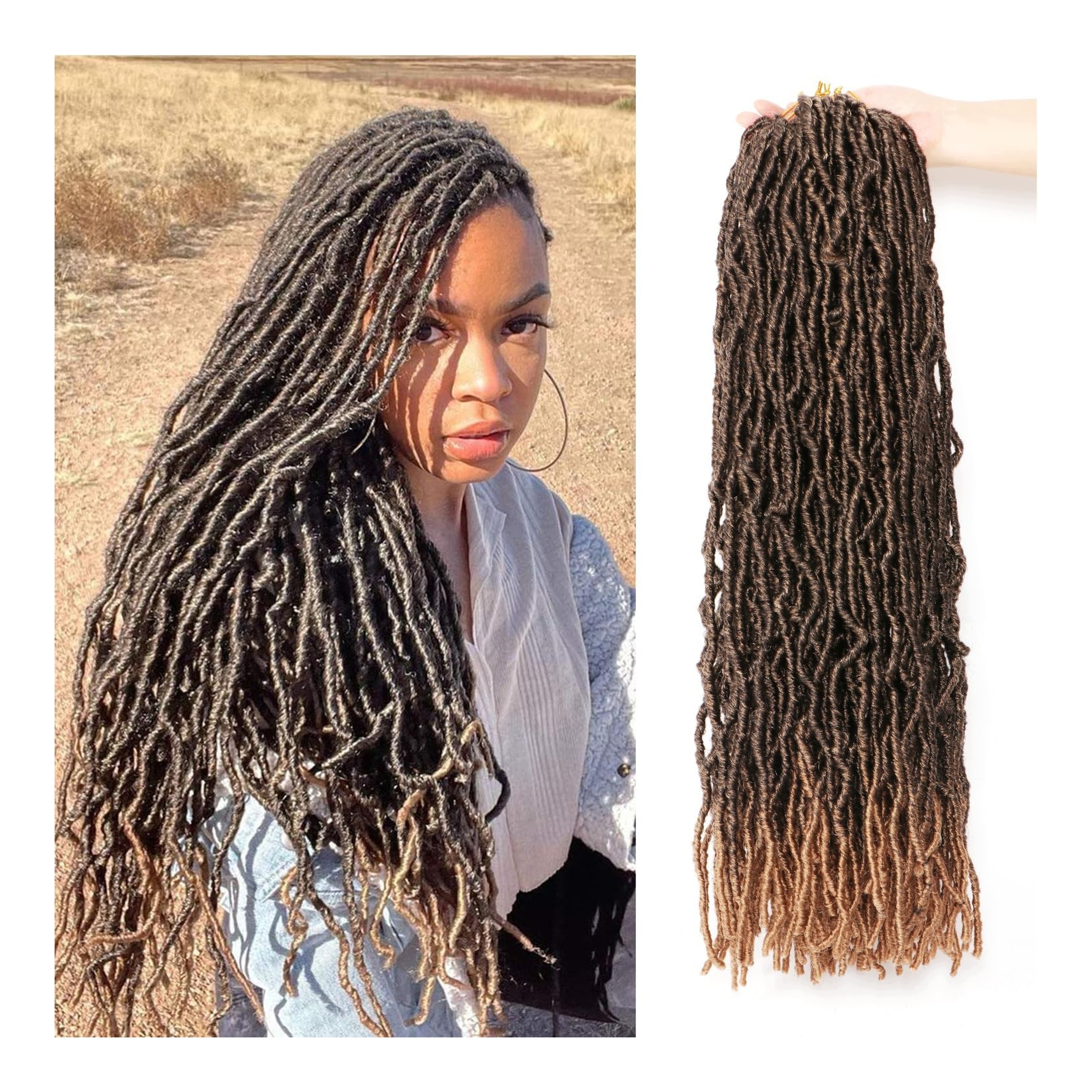 Szydełkowe warkoczyki Afro sztywne loki 8 pak 60 cm syntetyczne pasemka