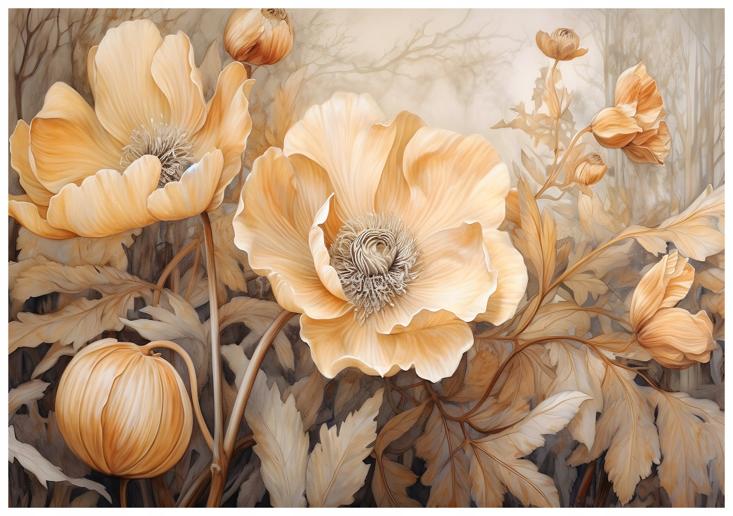 Vliesová fototapeta Akvarelové máky Pastelové květiny Rozmazané 300x210 lepidlo