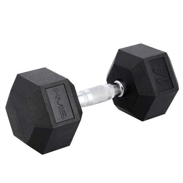 14 KG HANTLA powlekana gumowa do ćwiczeń