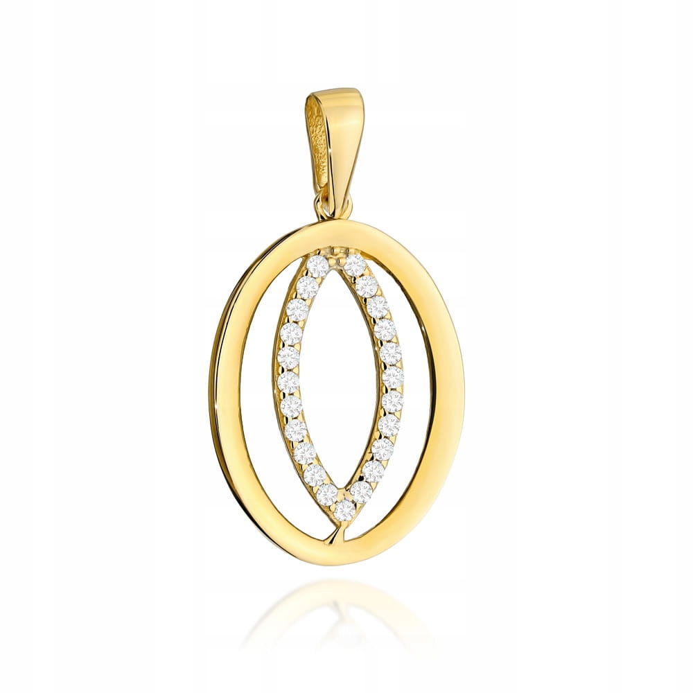 Přívěsek Zlato 585 s zirkony Ovál 1.04 g