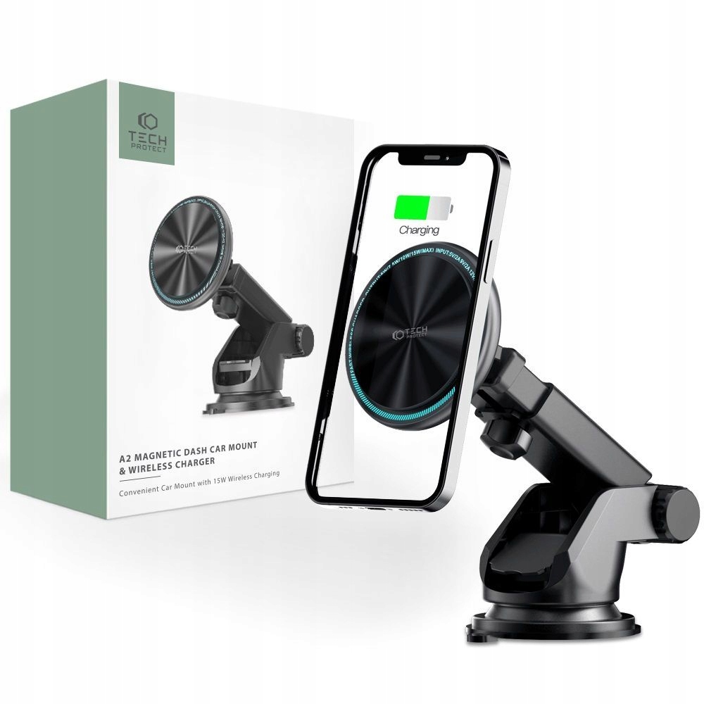 Tech-protect Magnetic A2 s Magsafe Dash Car Mount Bezdrátovým Nabíječem 15W