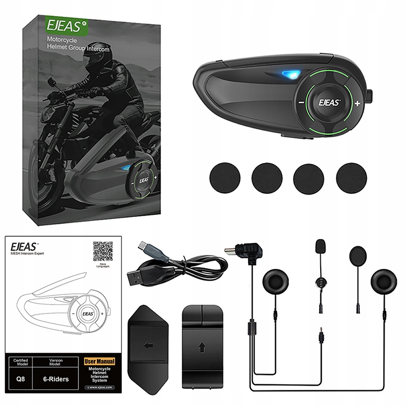 Motocyklový interkom Ejeas Q8 Mesh