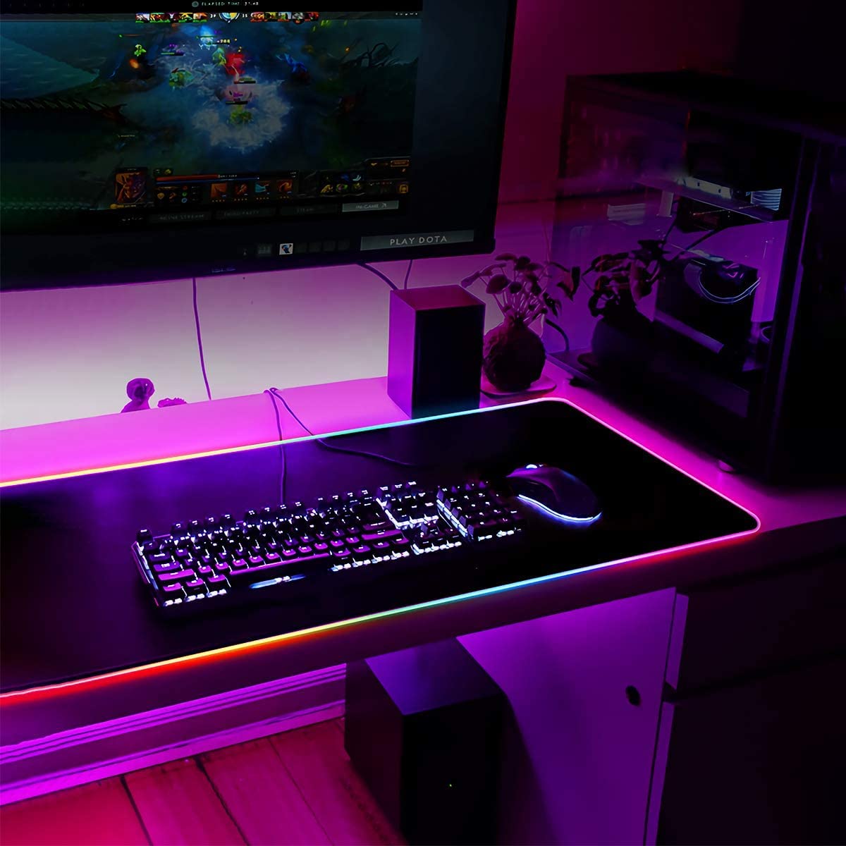 QINXI Profesjonalna Podkładka LED Pod Klawiaturę RGB XL — miniatura 10