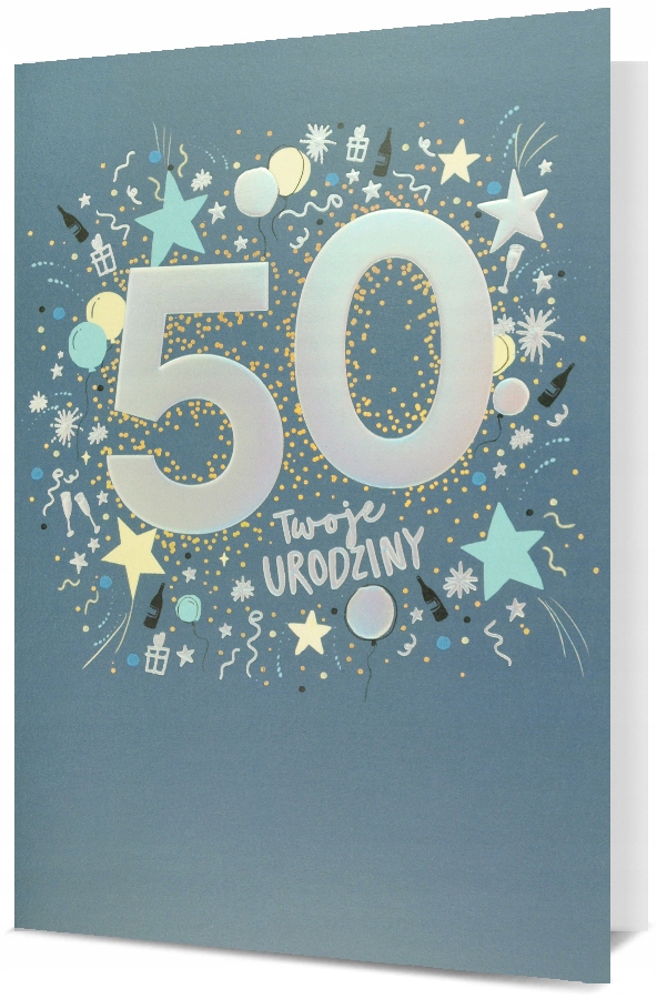 KARTKA NA URODZINY 50 PIĘĆDZIESIĄTKA OZDOBNA Z DODATKAMI HM 2953