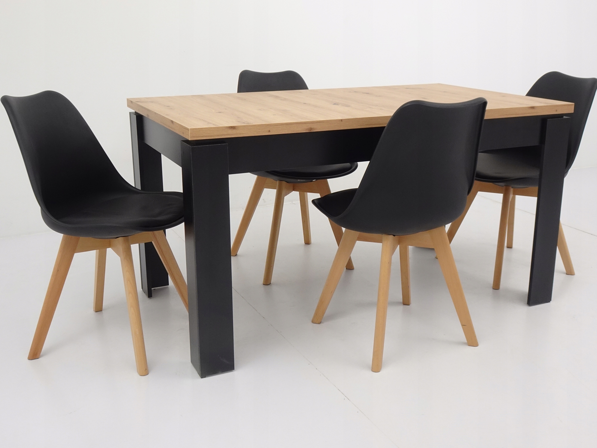 4 KRZESŁA DO JADALNI SALONU rozkładany stół 80x120 Kształt blatu prostokątny