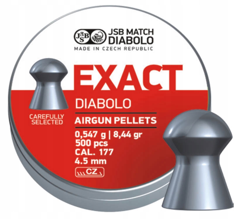 Exact Jsb 4,51 mm Śrut Do Wiatrówki Diabolo 500szt Powtarzalny Celny Strzał