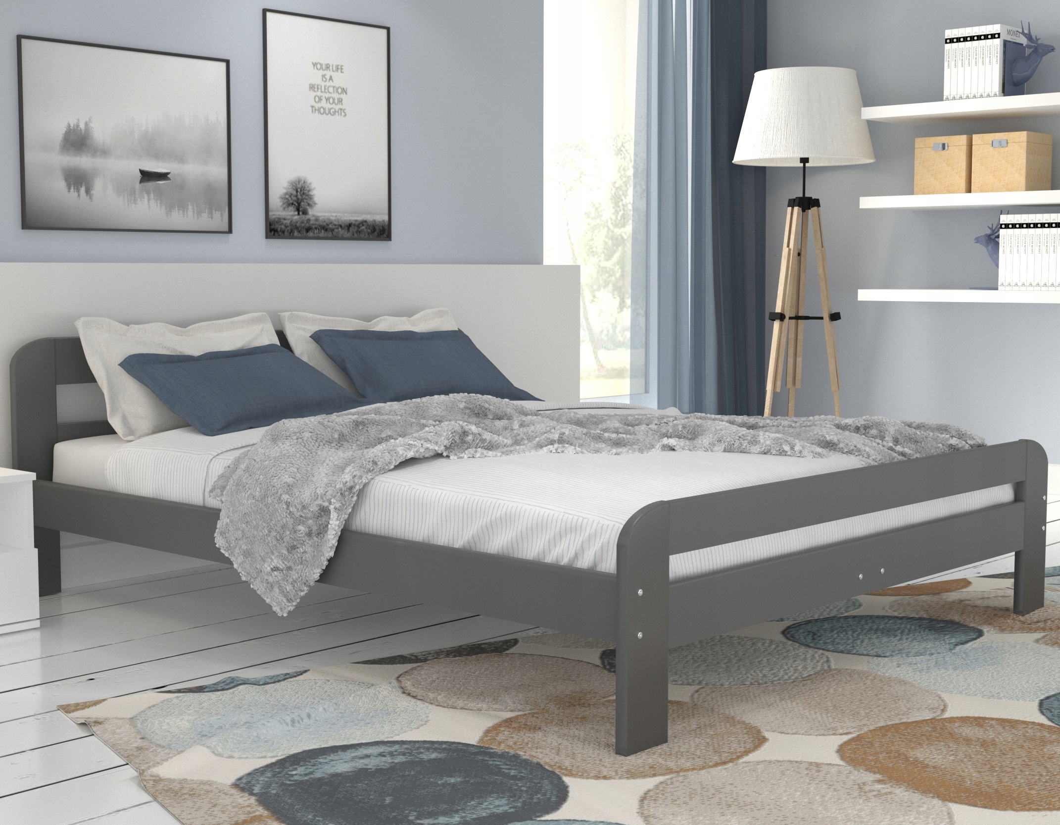 

Łóżko sypialnia 120x200 szare stelaż Dallas