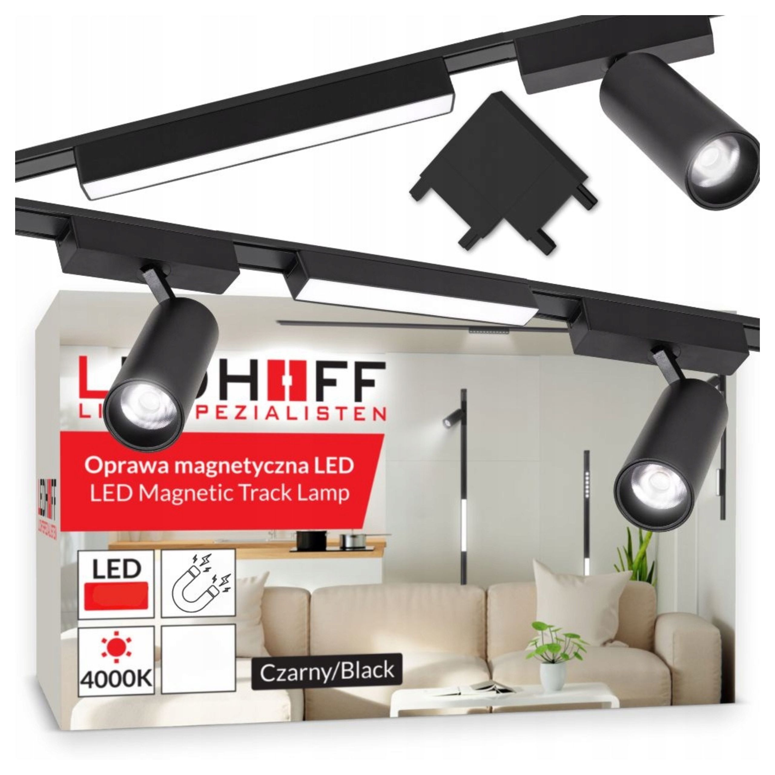 Magnetické koľajnicové osvetlenie Sada 2x Lišta 1m 5x Led reflektor lampa